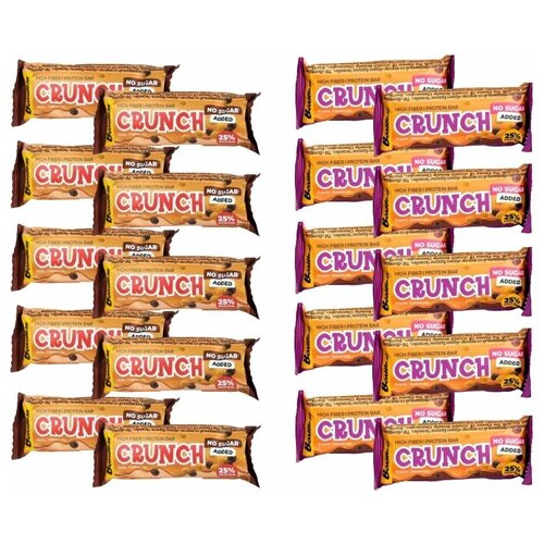 Протеиновые батончики Bombbar Crunch ассорти: Ванильный чизкейк и Шоколадный брауни, 50 гр (20 шт)