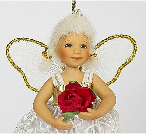 Кукла фарфоровая Birgitte Frigast Ангел с розой, 10 см, (1 шт/уп)