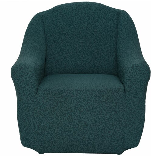 Чехол на кресло без оборки универсальное с узором Venera, цвет Изумрудный