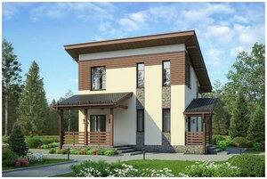 Проект <b>газобетонного</b> дома Catalog-Plans-58-57 (63,1кв. м, 8x6м, газобетон 400) Проект этого двухэтаж