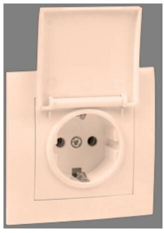 фото Розетка 1-м СП Валенсия 16А с заземл. с крышкой защ. шторки крем. PROxima EKF EWV10-124-20