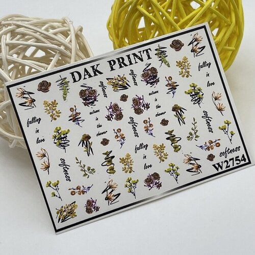 Слайдеры для маникюра (водные наклейки) для дизайна ногтей Цветы и листья