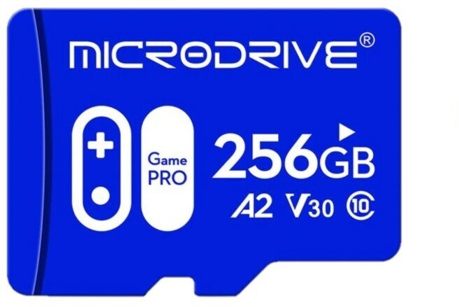 Карта памяти MICRODRIVE Micro SD GamePro класс 10 UHS-1 U3 V30 A2 256 ГБ