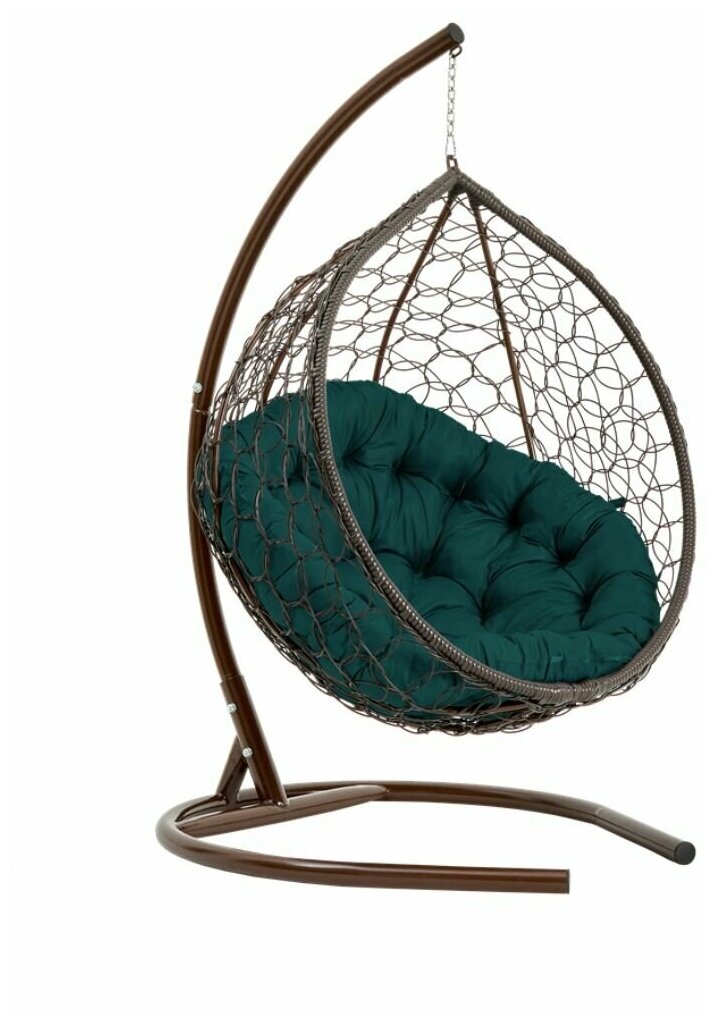 Подвесное кресло-кокон Yova Bubble из эко-ротанга, стойка венге, подушка круглая зеленая - фотография № 4