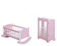 PAREMO Набор кукольной мебели шкаф и люлька (PFD116-15) розовый