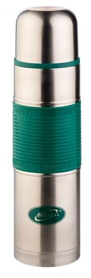 Biostal Термос для напитков BIOSTAL NB-750P-G с кнопкой (0,75л, зеленая резиновая вставка)