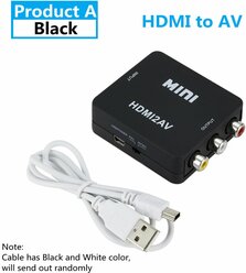 HD Видео конвертер - переходник вход HDMI на Колокольчики RCA выход AV/CVSB L/R HDMI2AV черный