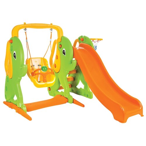 фото Спортивно-игровой комплекс pilsan слон с качелями зеленый/оранжевый/желтый