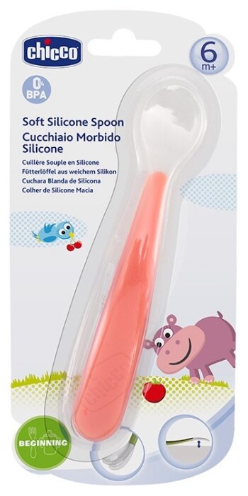 Ложка Chicco Soft silicone pink