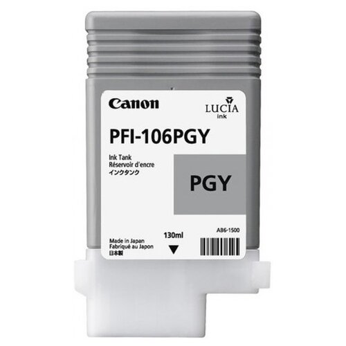 Картридж Canon PFI-106PGY (6631B001), 130 стр, светло-серый картридж для canon imageprograf ipf6400 ipf6400s ipf6400se ipf6450 ipf6350 ipf6300s ipf6300 pfi 106mbk матовый чёрный matte black