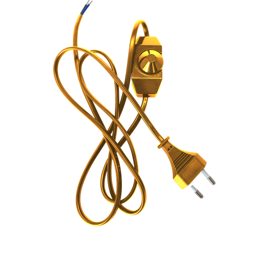Провод с евроштекером и диммируемым выключателем Duwi 220 В без заземления 2.5 А цвет золото 2 м