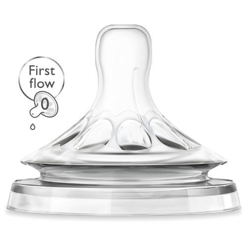 Соска Philips AVENT Natural First Flow силиконовая 0м+ 2шт. SCF657/27 бесцветный