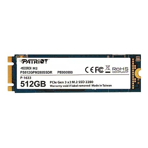 Накопитель SSD Patriot Pci-e x2 512Gb Ps512gpm280ssdr Scorch M2 2280 424400₽