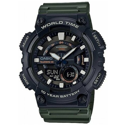 Наручные часы CASIO Collection AEQ-110W-3A, черный, зеленый японские наручные часы citizen ca7040 85l с хронографом