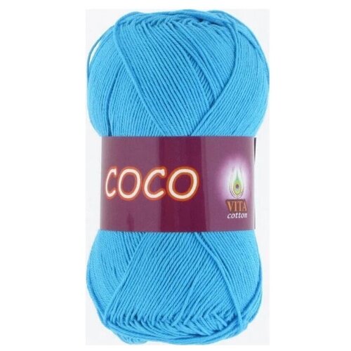 Пряжа хлопковая Vita Cotton Coco (Вита Коко) - 1 моток, 3878 сголубая бирюза, 100% мерсеризованный хлопок 240м/50г