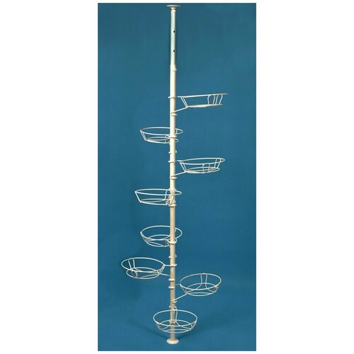 Подставка на 8 горшков для цветов распорная в оконный проем белая