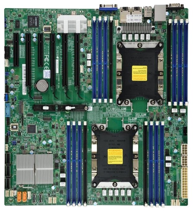    Supermicro MBD-X11DPI-N E-ATX Up to 2TB 3DS ECC RDIMM 14 SATA3 4 USB 2.0 ports 5 USB 3.0 ports 1 VGA port, 2x1GbE