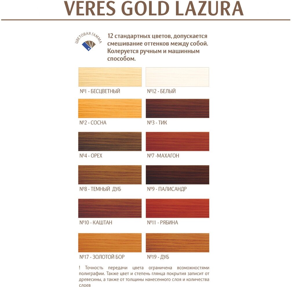 Декоративная пропитка для дерева Veres Gold Lazura №19, глянцевая, 10 л, дуб - фотография № 12