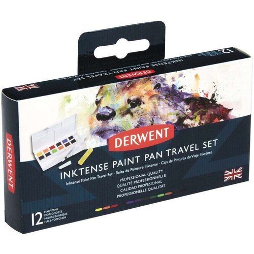 Набор красок Derwent Inktense Pan Travel Set, 12 шт, черный  - купить