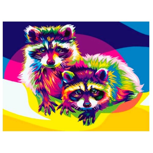 Цветной Картина по номерам Радужный енот (EX5387)40x30см molly картина по номерам розочки kk0662 40x30см