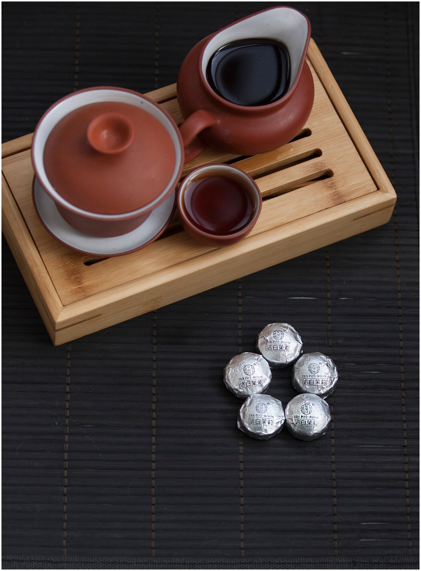 Шу пуэр мини точа с жасмином 5шт, настоящий китайский черный бодрящий чай