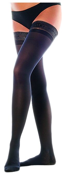 Чулки женские с мультифиброй, плотные 2 класс компрессии 4222 Orto цвет: Черный, размер XL