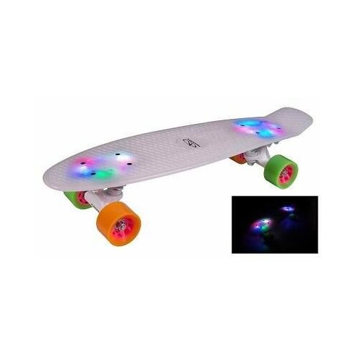 hudora скейтборд hudora skateboard retro rainglow цвет белый с подсветкой Скейтборд HUDORA Retro Rainglow 22, 22x6, серый