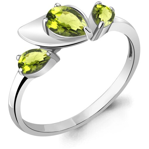 фото Серебряное кольцо aquamarine а6935607 с хризолитом, размер 17 diamant-online