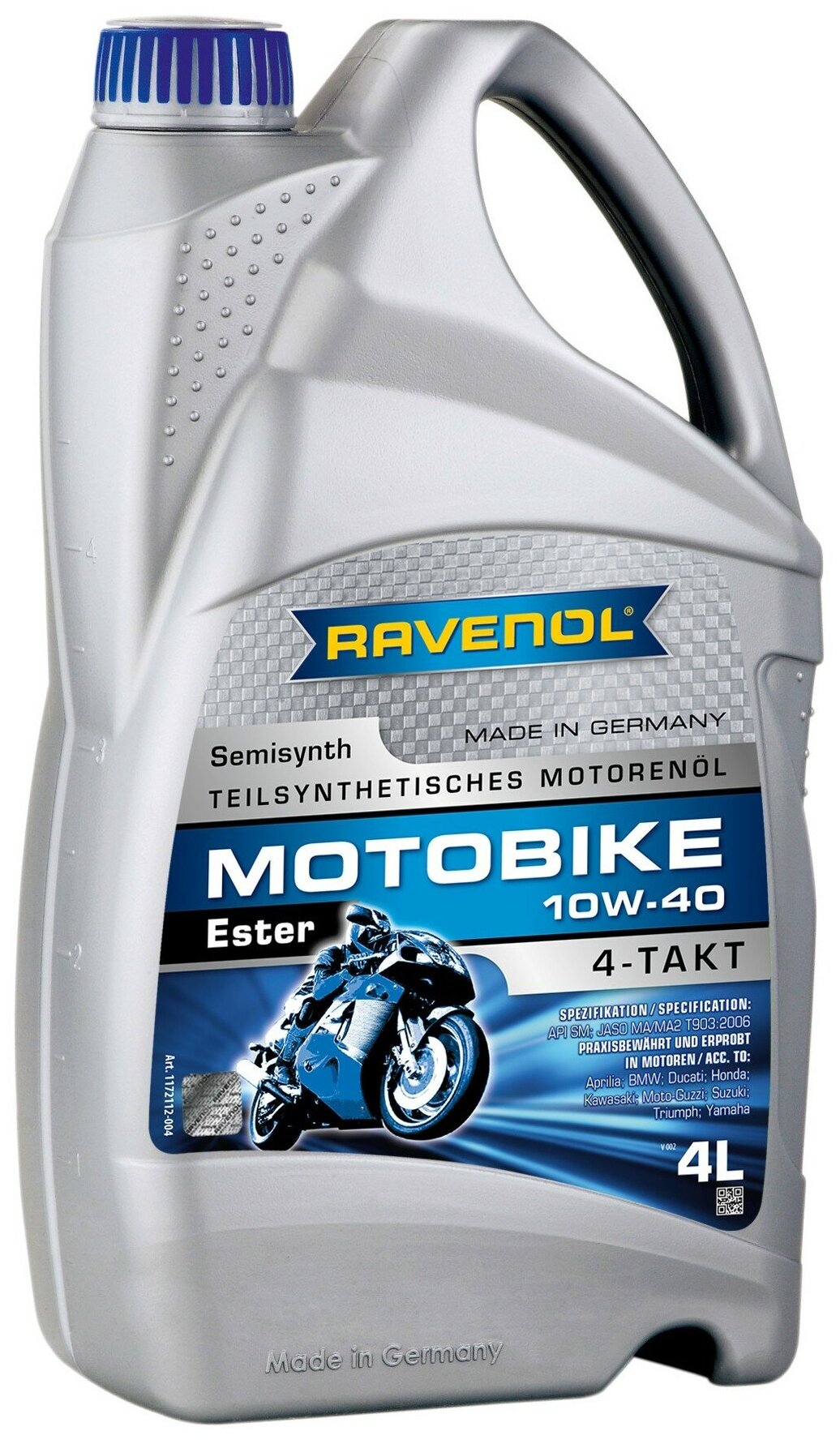 RAVENOL 4014835731196 SAE 10W-40 4L MOTOBIKE 4-T ESTER NEW моторное масло