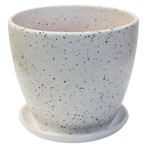 Горшок керамический с поддоном мрамор 14л d14см белый 1213₽