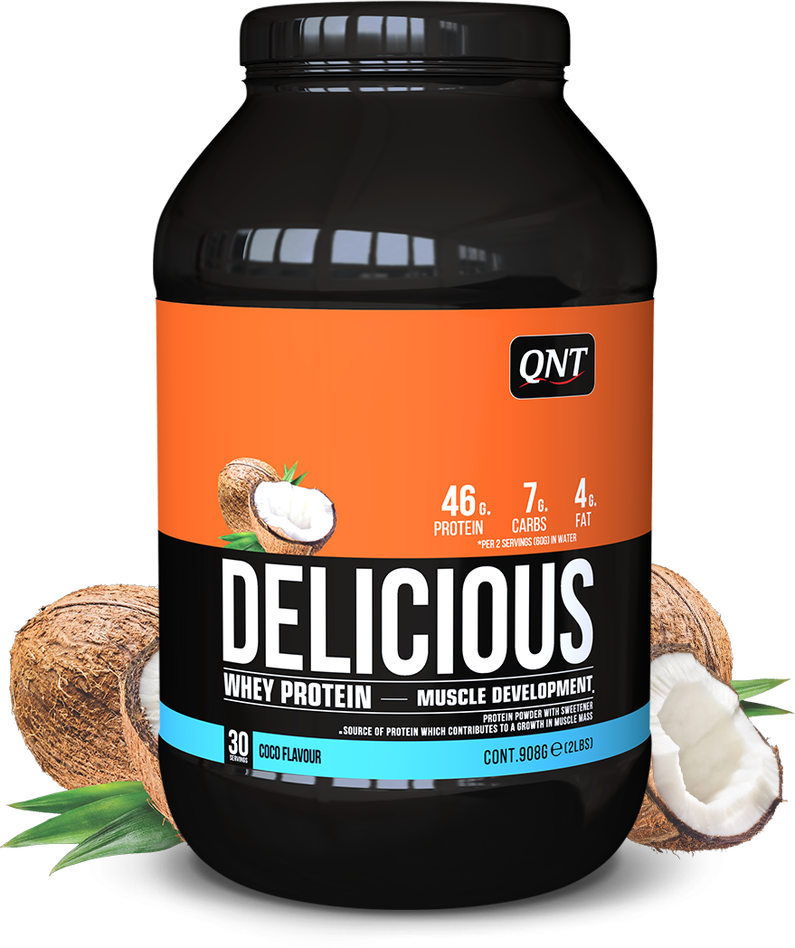 QNT Delicious Whey Protein Powder 908 g Coco/ "Делишес Вей Протеин" 908г Кокос