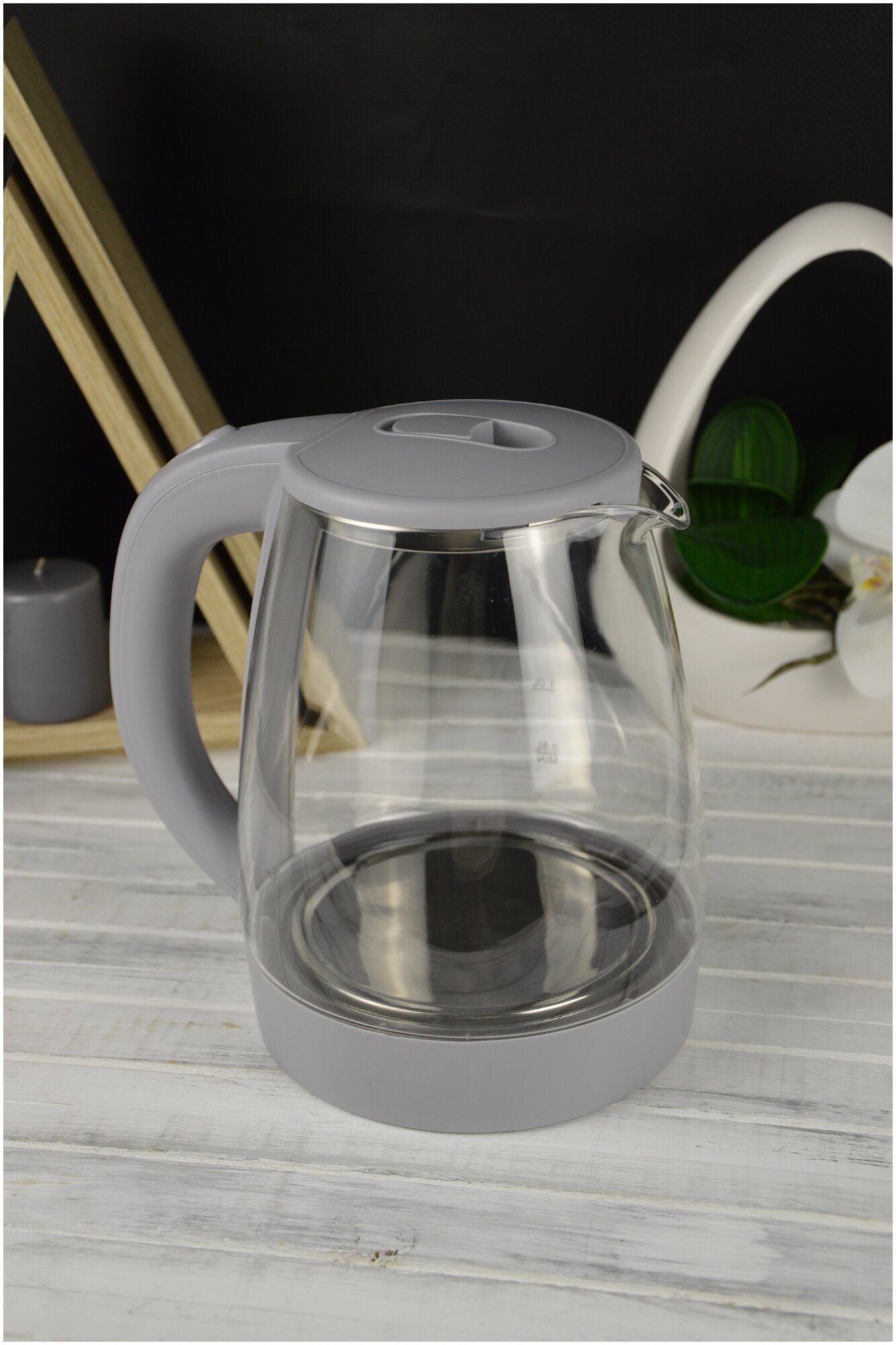 Электрический стеклянный чайник Bonaffini, 2 л, 1500 Вт, серый / электрочайник - фотография № 3