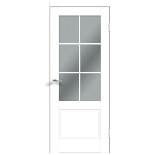 Дверное полотно Экошпон ALTO 12 2V 600х2000 цвет Белый Эмалит стекло Мателюкс левое/правое