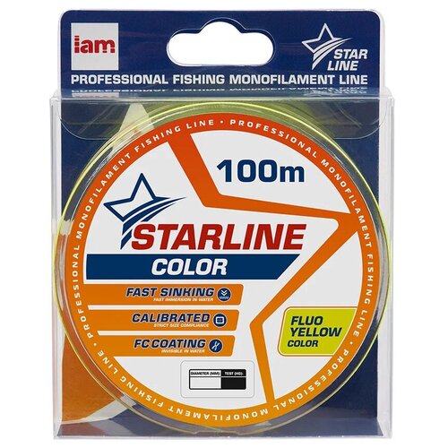 Монофильная леска Iam Starline Color 100 м. флуор. желтый d0,261 - леска для рыбалки - рыболовная леска