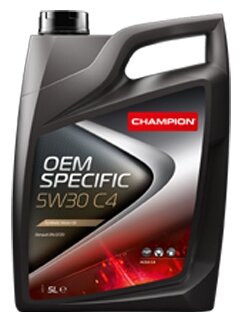 CHAMPION 8209116 Масло моторное синтетическое OEM SPECIFIC C4 5W30 ACEA C3/C4 5л 1шт