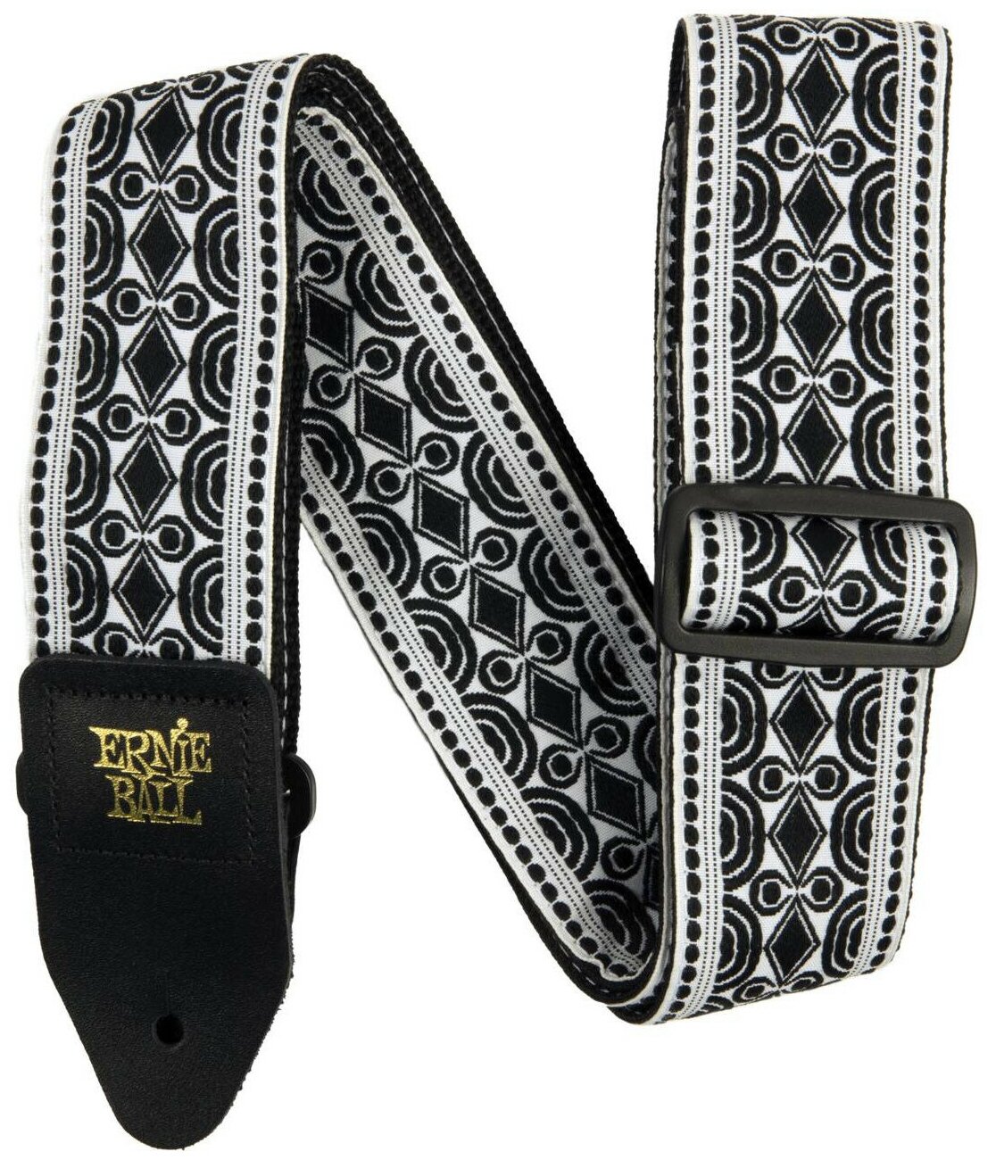 ERNIE BALL 5319 гитарный ремень Beatnik Black Jacquard полипропилен кожаные нашивки