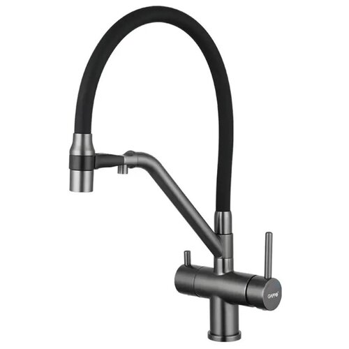 Смеситель для кухни (мойки) Gappo G4398 черный/оружейная сталь gappo смеситель для кухни с гибким изливом с подключением фильтра питьевой воды сатин черный g4399 75