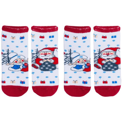 Комплект из 2 пар детских махровых носков Красная ветка с-626, бело-красные, размер 14-16