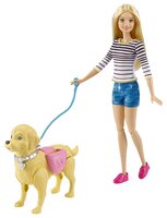 Кукла Barbie Прогулка с питомцем, 29 см, DWJ68