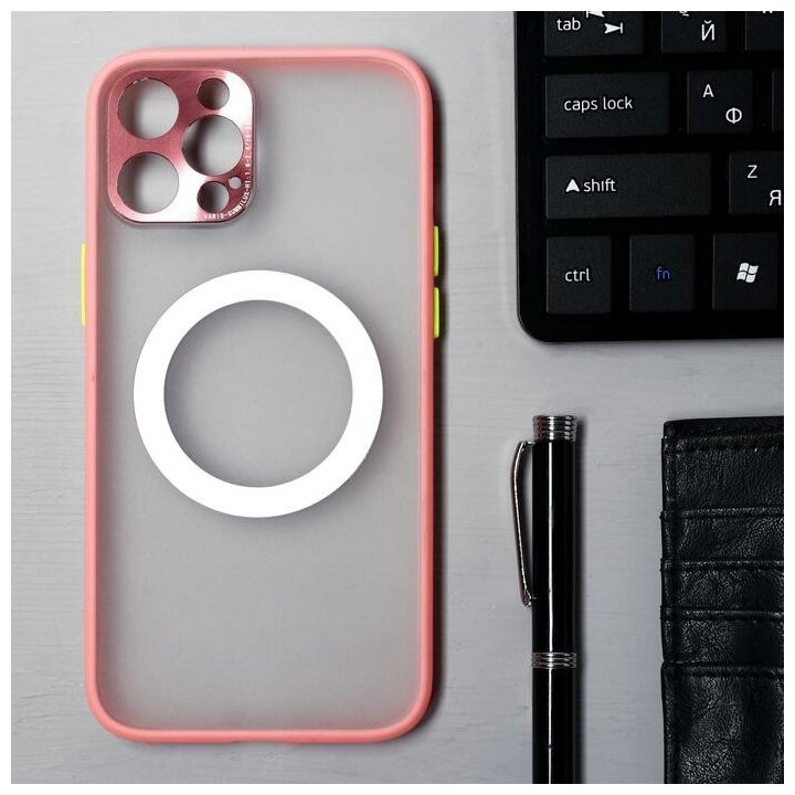Luazon Home Чехол LuazON для iPhone 12 Pro Max, поддержка MagSafe, с окантовкой, пластиковый, розовый