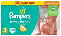 Pampers подгузники Active Baby-Dry 3 (5-9 кг) 108 шт.