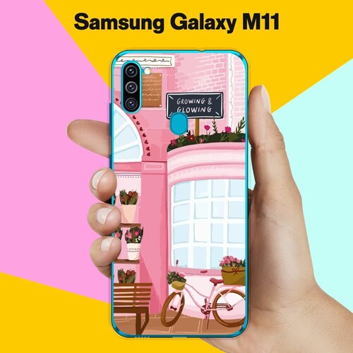 Силиконовый чехол на Samsung Galaxy M11 Розовые здания / для Самсунг Галакси М11 пластиковый чехол ахегао розовые тян на samsung galaxy m11 самсунг галакси м11