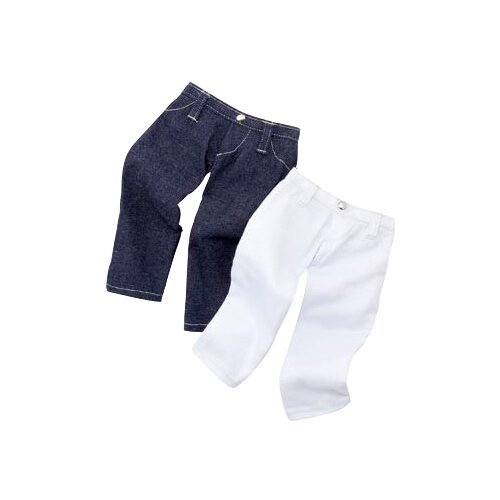 Gotz Брюки для кукол 45 - 50 см 3401651, 2 пары белый/синий брюки светлые 50 размер