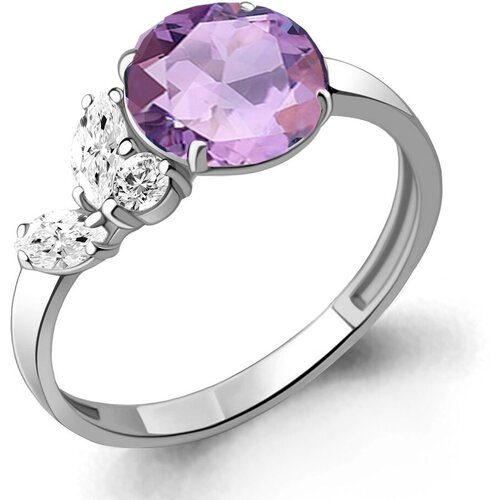 фото Серебряное кольцо aquamarine а6934325а с фианитом и алекситом, размер 17,5 diamant-online