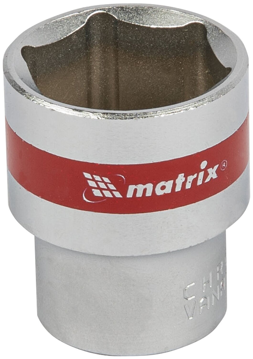 Головка торцевая, 24 мм, шестигранная, CrV, под квадрат 1/2, хромированная Matrix, 13124