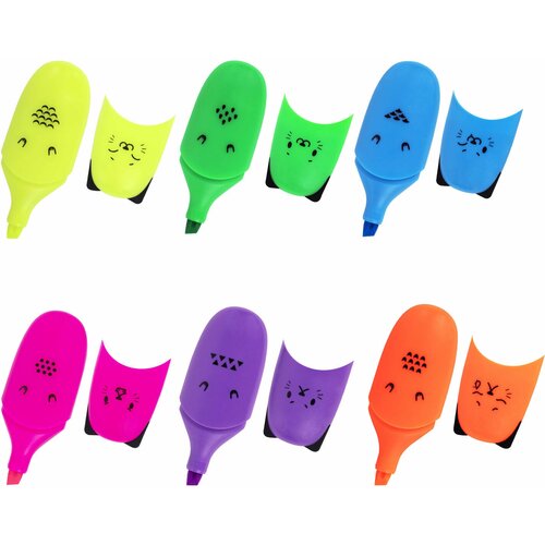 фото Текстовыделитель мини brauberg kids "cute cats neon", ассорти в пластиковой банке, 1-5 мм, 152433
