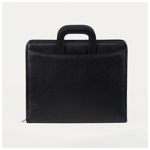 Папка деловая на молнии, выдвижная ручка, цвет чёрный