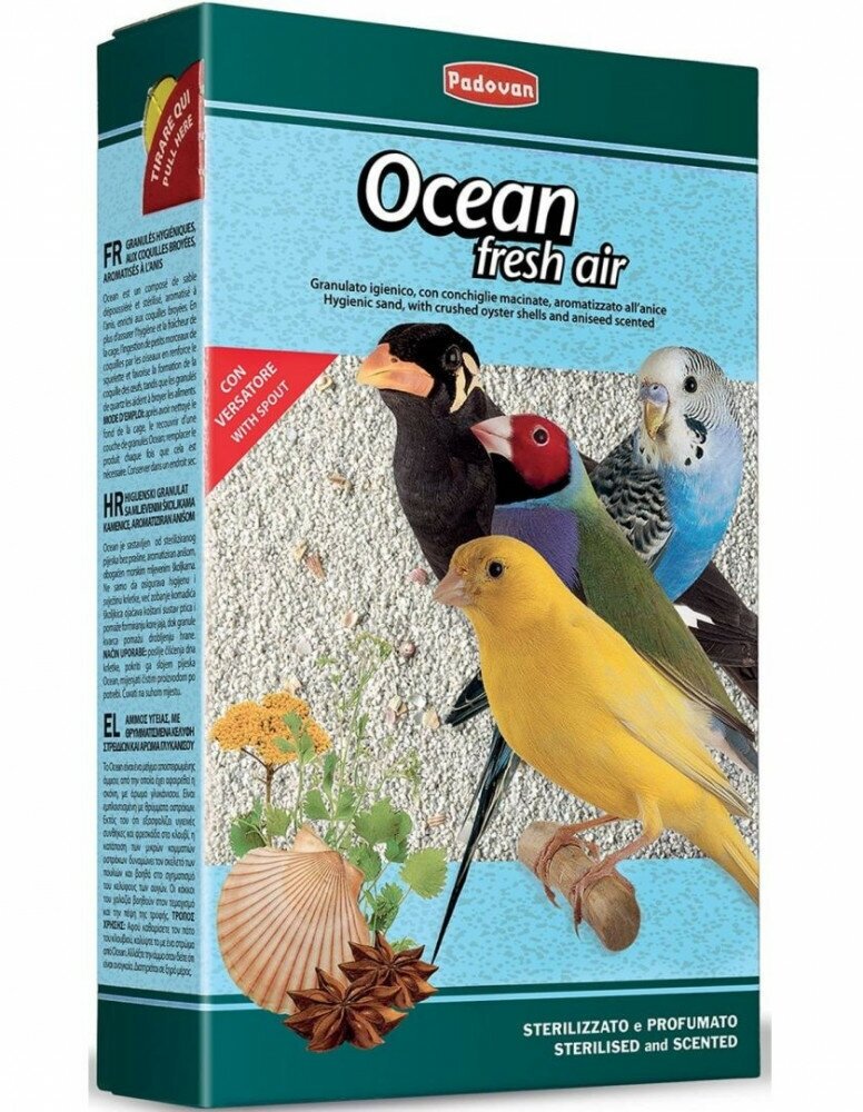 Наполнитель песок для декоративных птиц Padovan OCEAN fresh air 5 кг