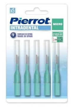 Зубной ершик Pierrot Intradental Micro, зеленый, 5 шт., диаметр щетинок 0.9 мм