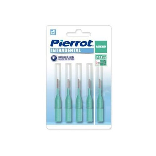 зубные ёршики 0 6мм jordan interdental brushes clinic brush between size m 10 шт Зубной ершик Pierrot Intradental Micro, зеленый, 5 шт., диаметр щетинок 0.9 мм